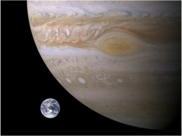 Jupiter and Earth-BW